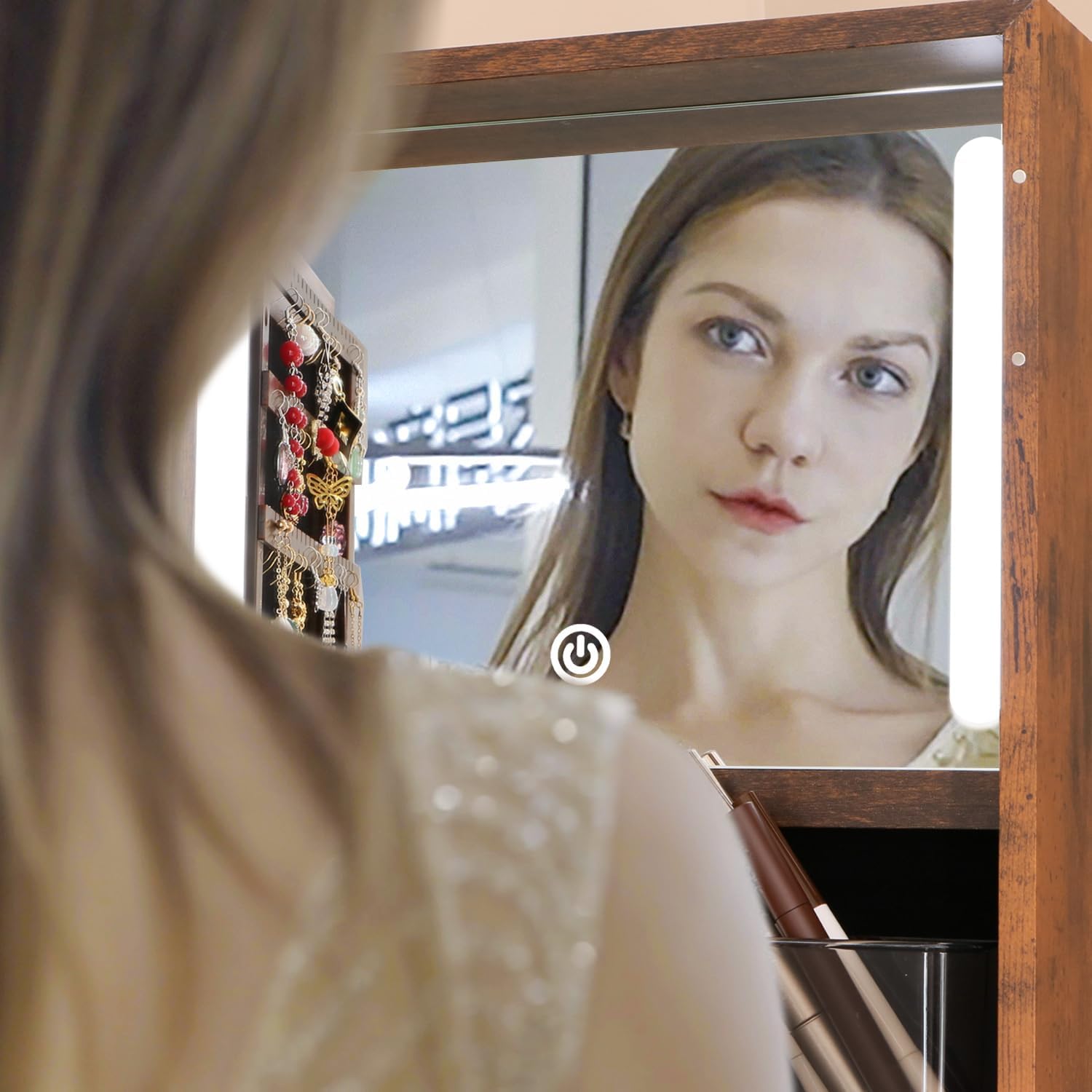 Rotating Jewelry Cabinet Vanit - Full Length Mirror Jewelry Armoire recension och pris