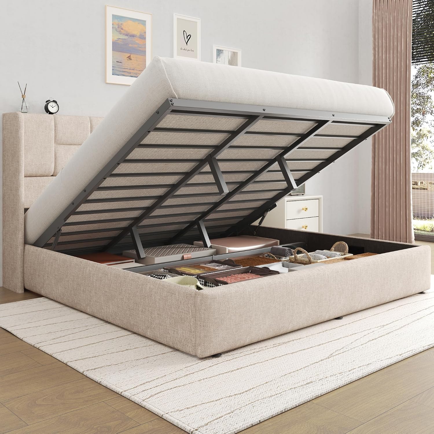 King Bed Frame Hydraulic Gas L - Gas Lift Storage Bed Hydraulic recension och pris