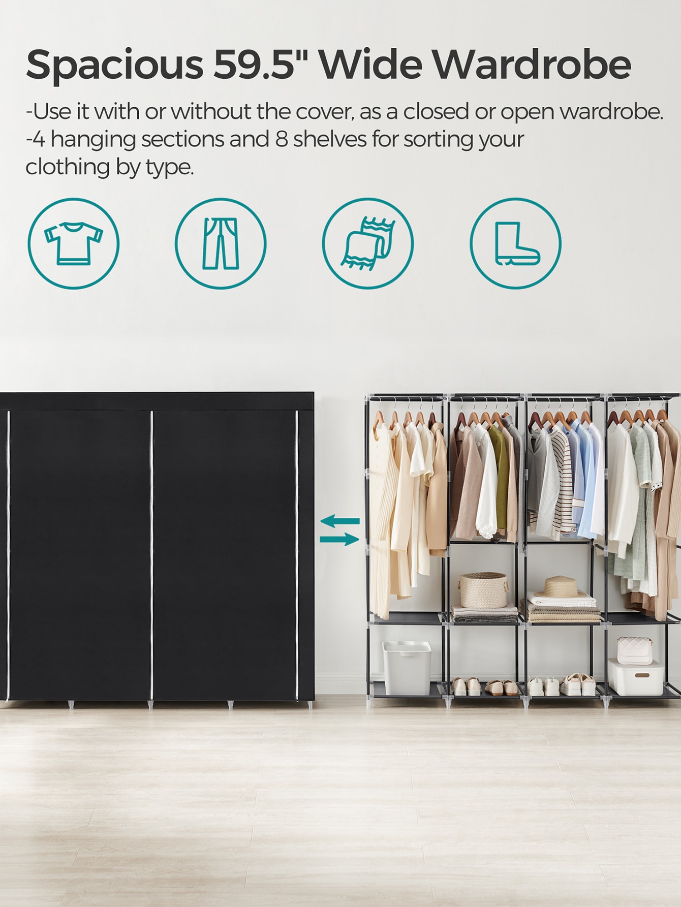 Portable Closet, Wardrobe Clos - Wardrobe Closet Portable Fabric Cover recension och pris