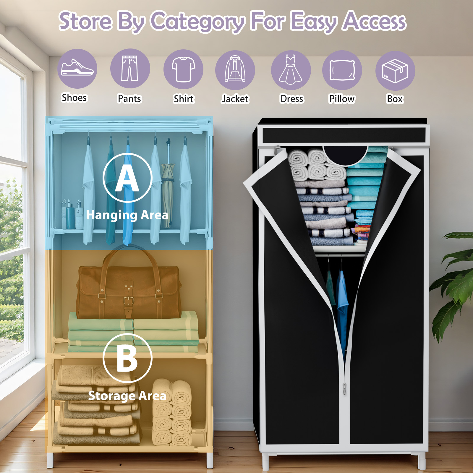 Portable Fabric Wardrobe Close - Wardrobe Closet Portable Fabric Cover recension och pris