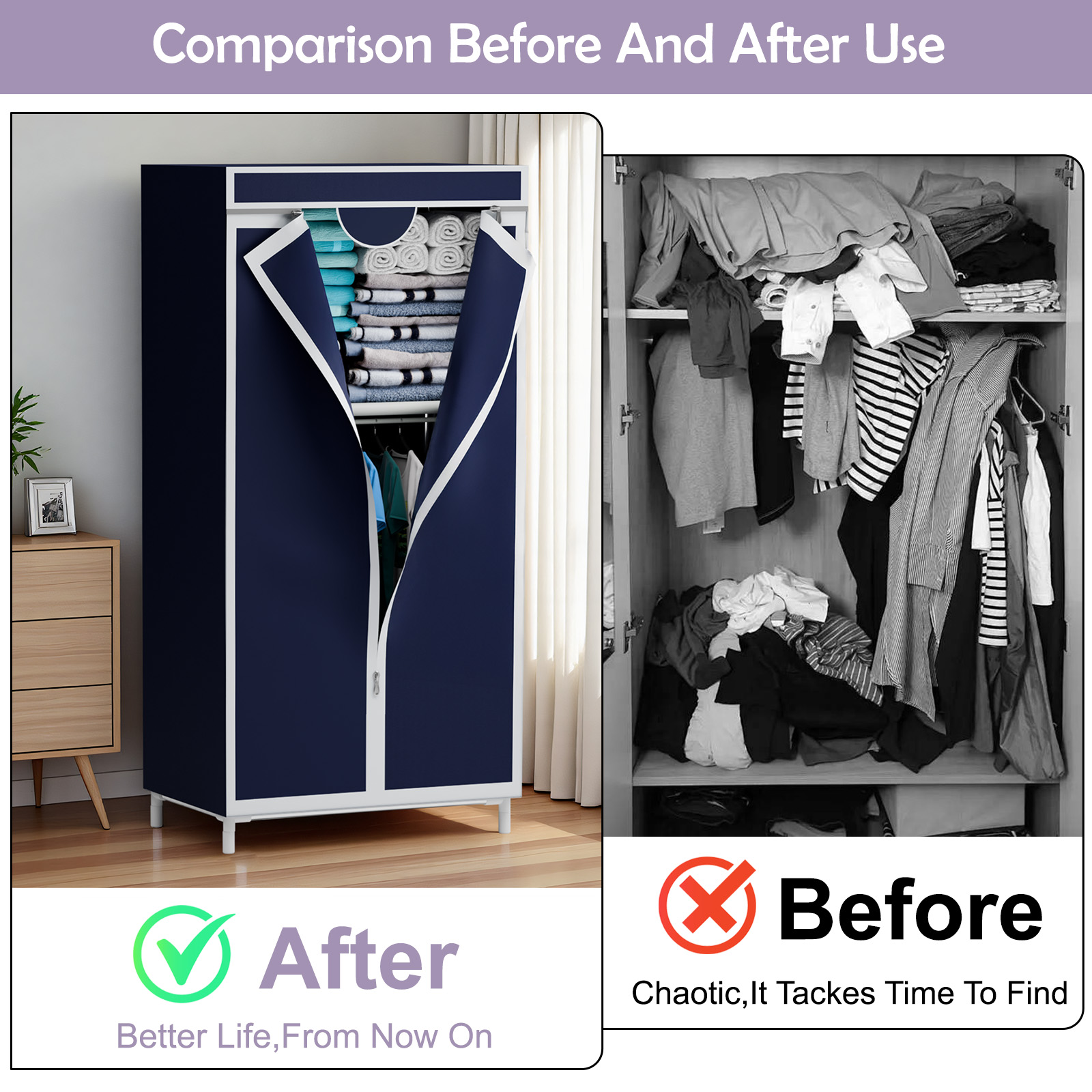 Portable Fabric Wardrobe Close - Wardrobe Closet Portable Fabric Cover recension och pris