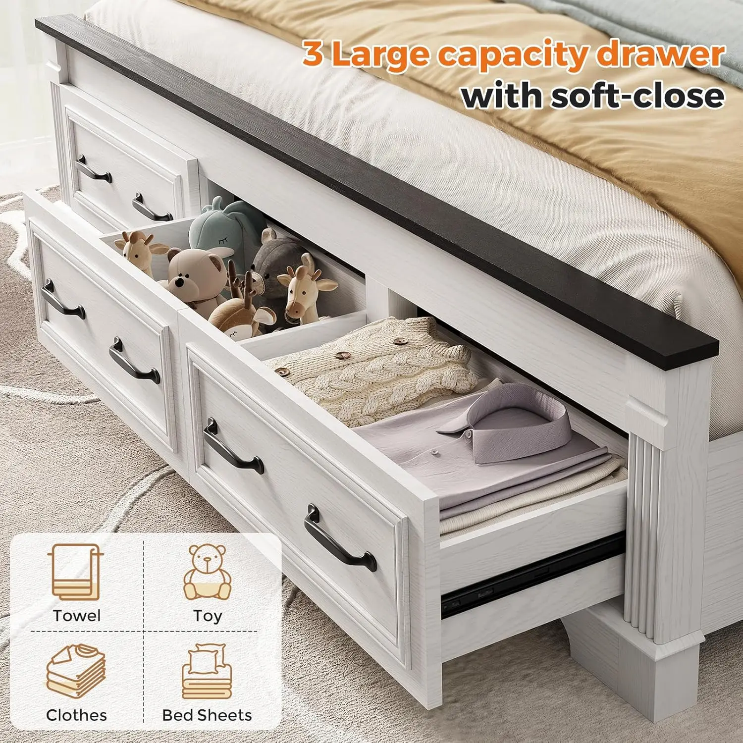 Farmhouse King Size Bed Frame  - King Size Bed Frame With Storage Drawers recension och pris