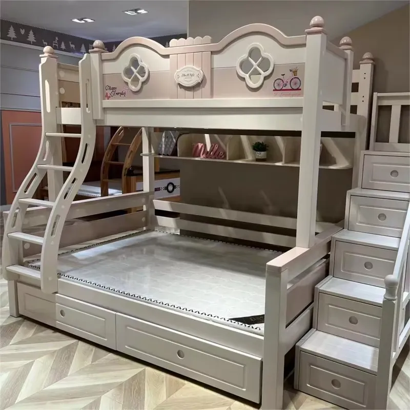 Modern Luxury Princess Kids Bu - Bunk Bed With Stairs And Slide recension och pris