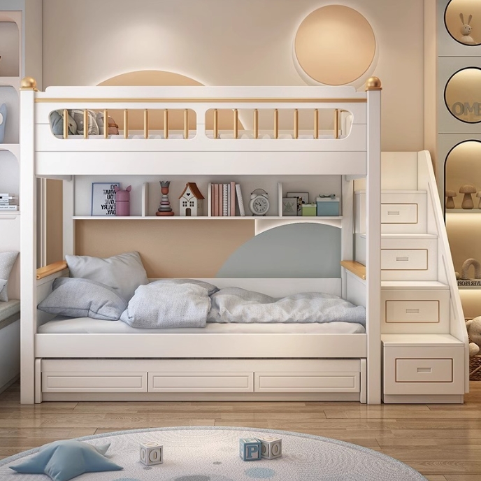！@Kids Bedroom Furniture Solid - Bunk Bed With Stairs And Slide recension och pris