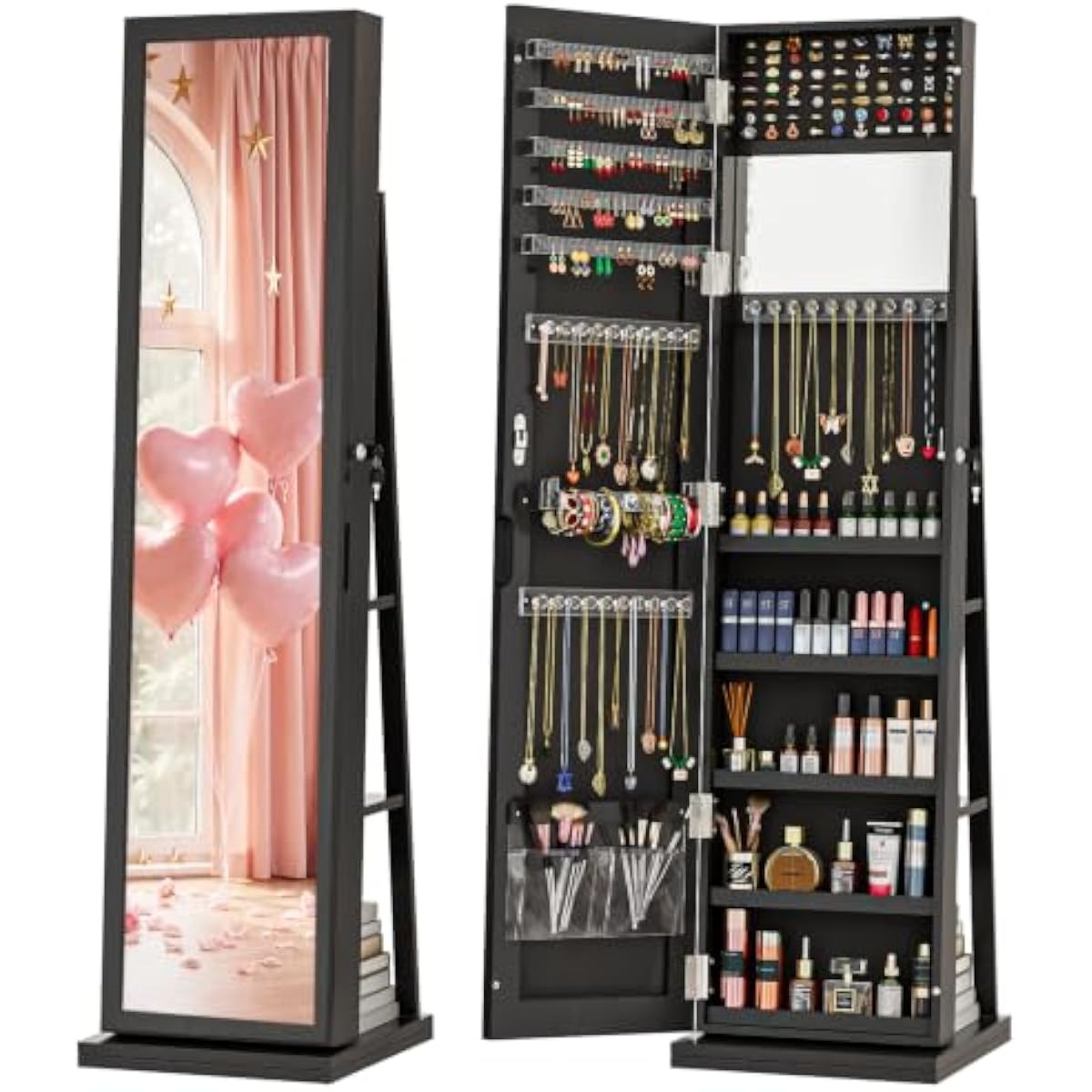 Elegant Black Standing Jewelry - Full Length Mirror Jewelry Armoire recension och pris