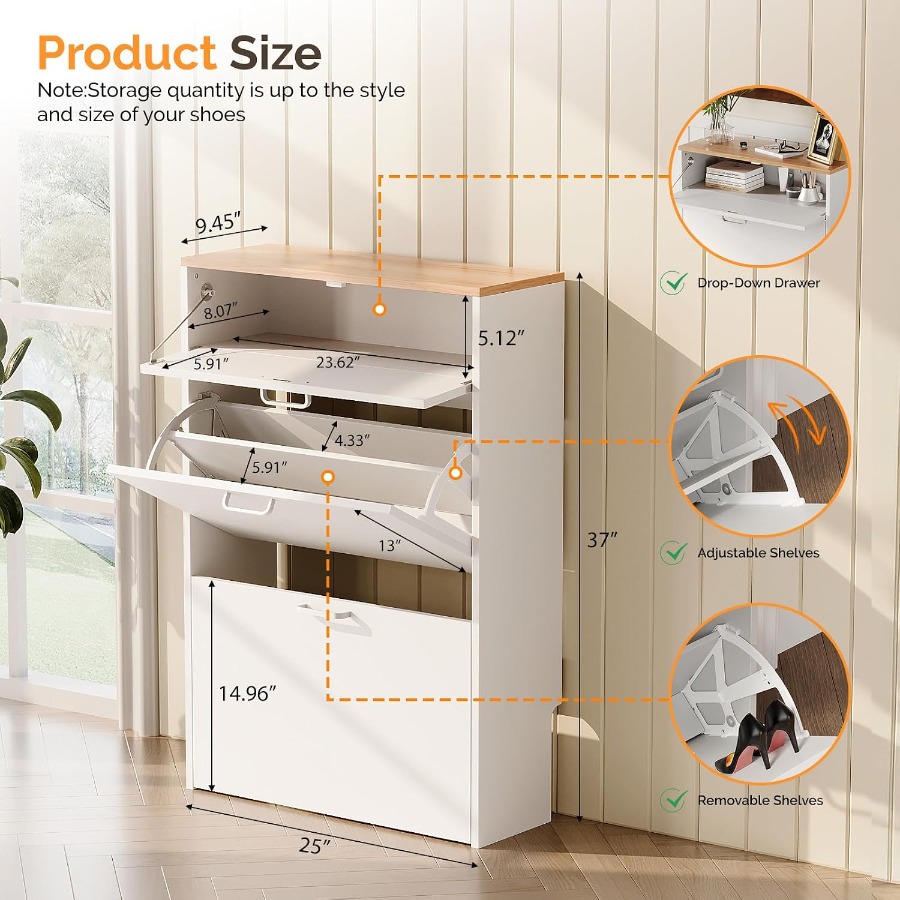 Shoe Cabinet Storage for Entry - Shoe Rack Cabinet Narrow Entryway recension och pris