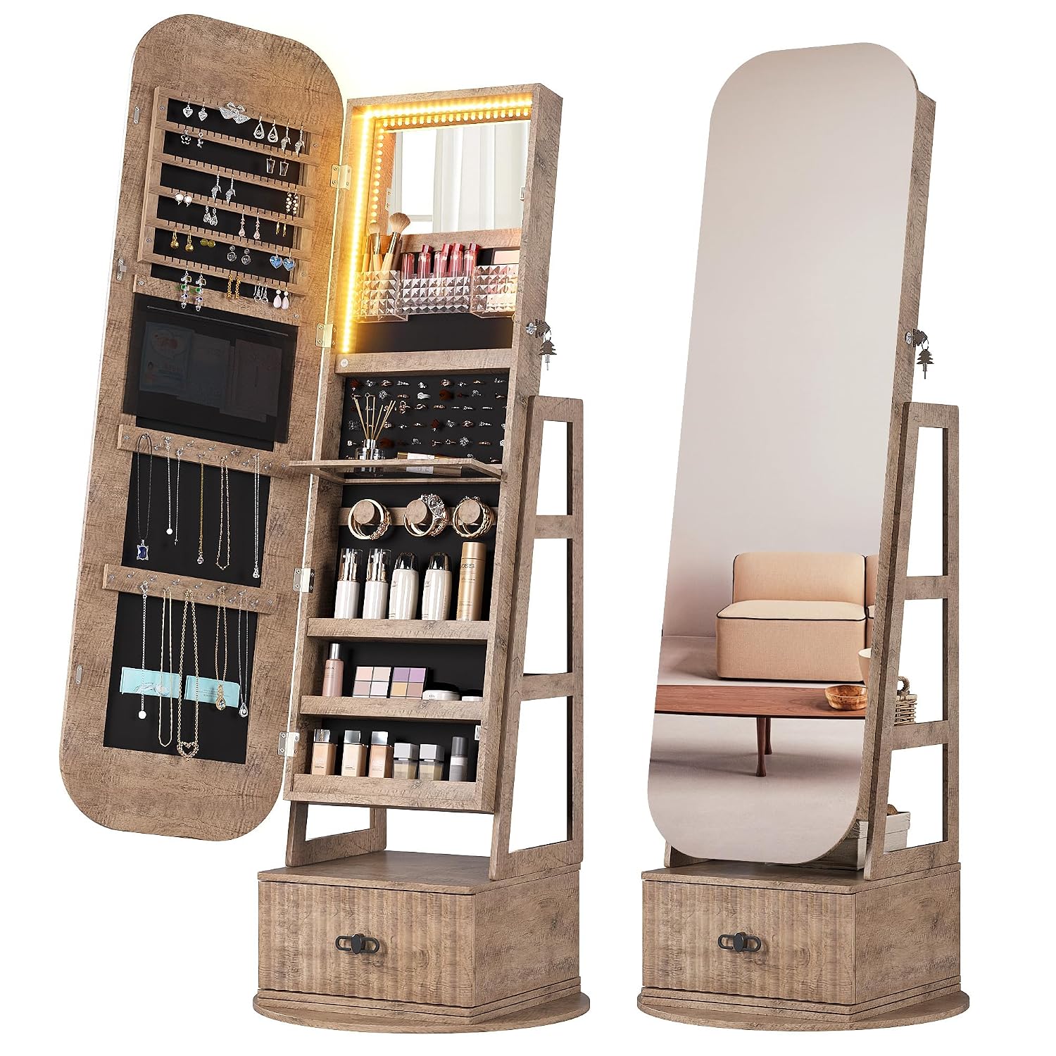 360 Swivel Jewelry Armoire Org - Full Length Mirror Jewelry Armoire recension och pris