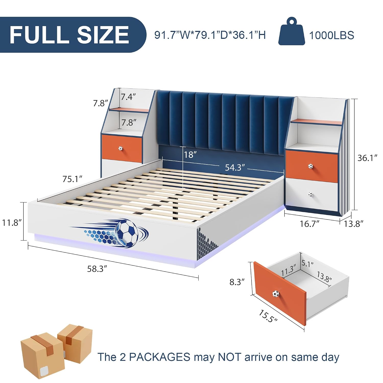 Full Size Floating Bed With Ve - Floating Nightstand With Led Light recension och pris