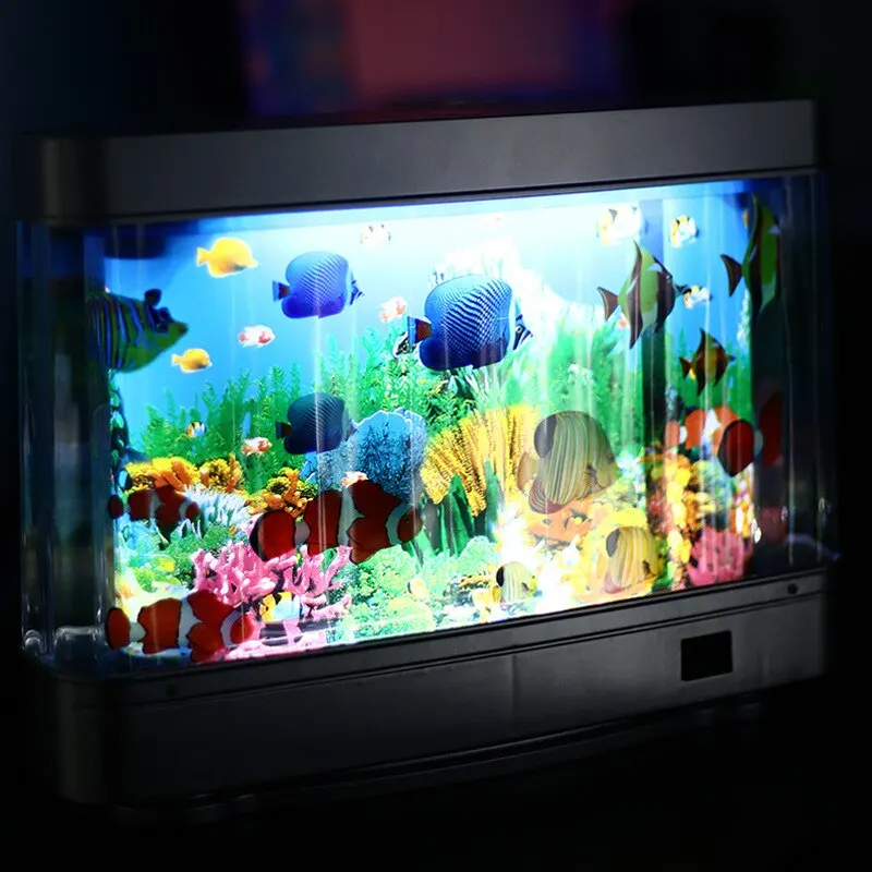 Tropical Fish Tank Lamps Artif - Floating Nightstand With Led Light recension och pris