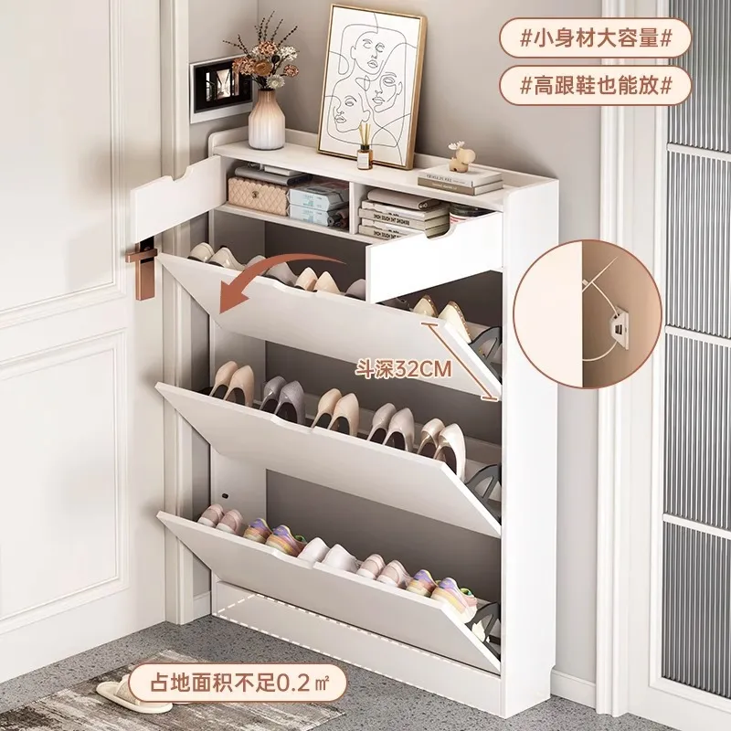 Solid Wood Core Shoe Cabinet 1 - Shoe Rack Cabinet Narrow Entryway recension och pris