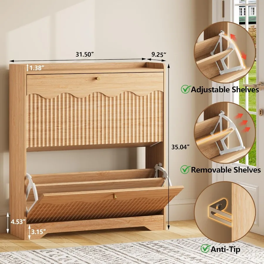 Shoe Storage Cabinet with and  - Shoe Rack Cabinet Narrow Entryway recension och pris