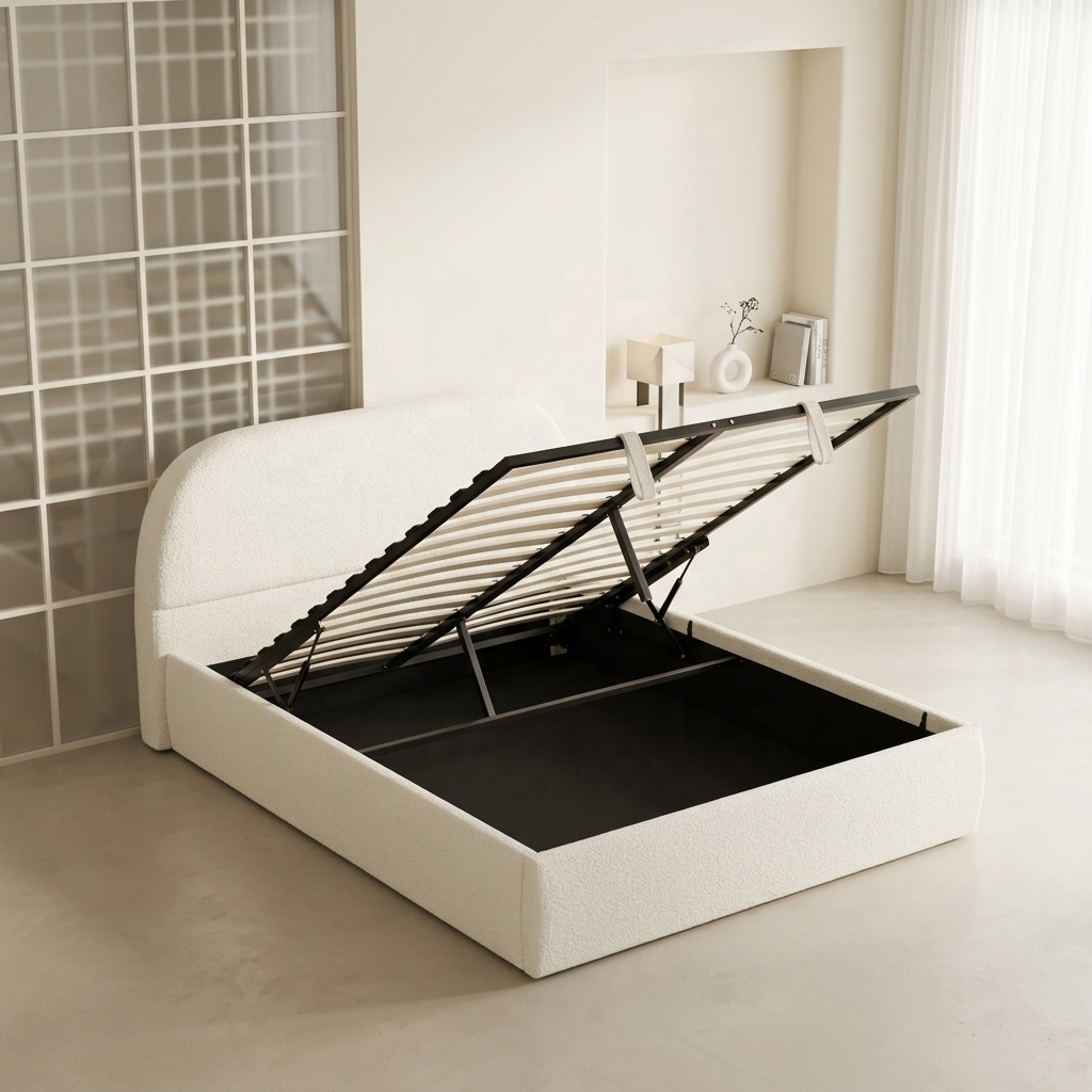 ^Modern Minimalism Fluffy Cott - Gas Lift Storage Bed Hydraulic recension och pris