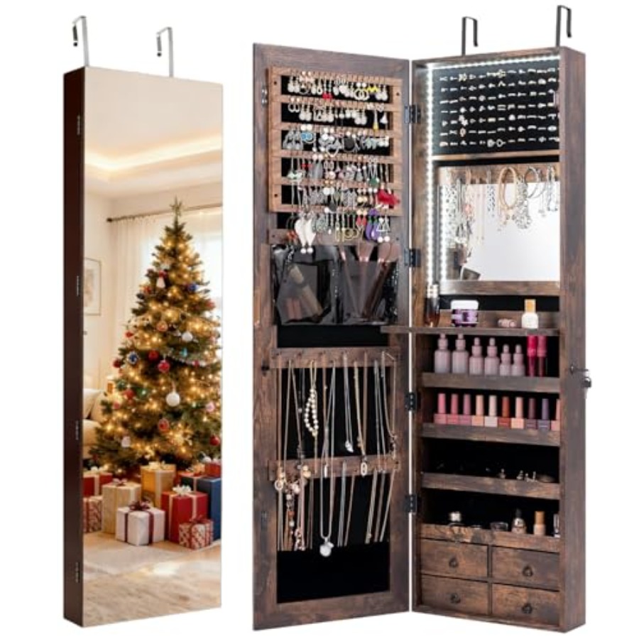 47 LED Jewelry Armoire for bed - Full Length Mirror Jewelry Armoire recension och pris
