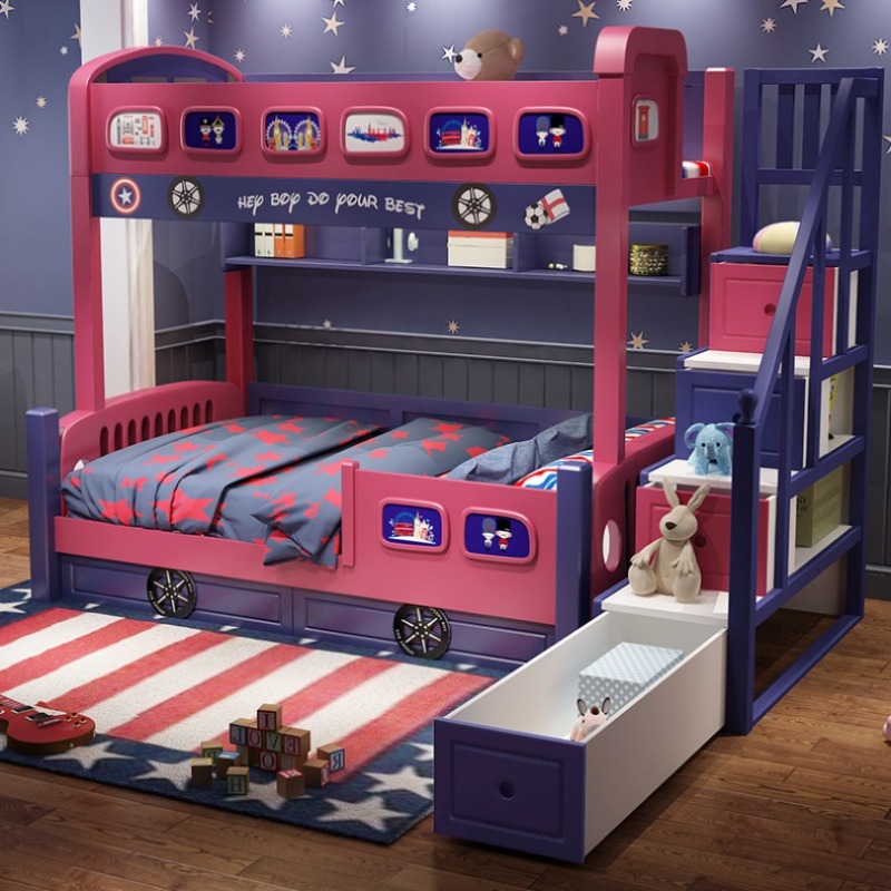 Modern Style Girls Toddler Bed - Bunk Bed With Stairs And Slide recension och pris