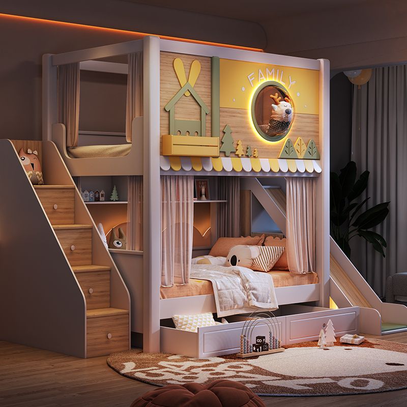 *Modern Forest Theme Kids Bunk - Bunk Bed With Stairs And Slide recension och pris
