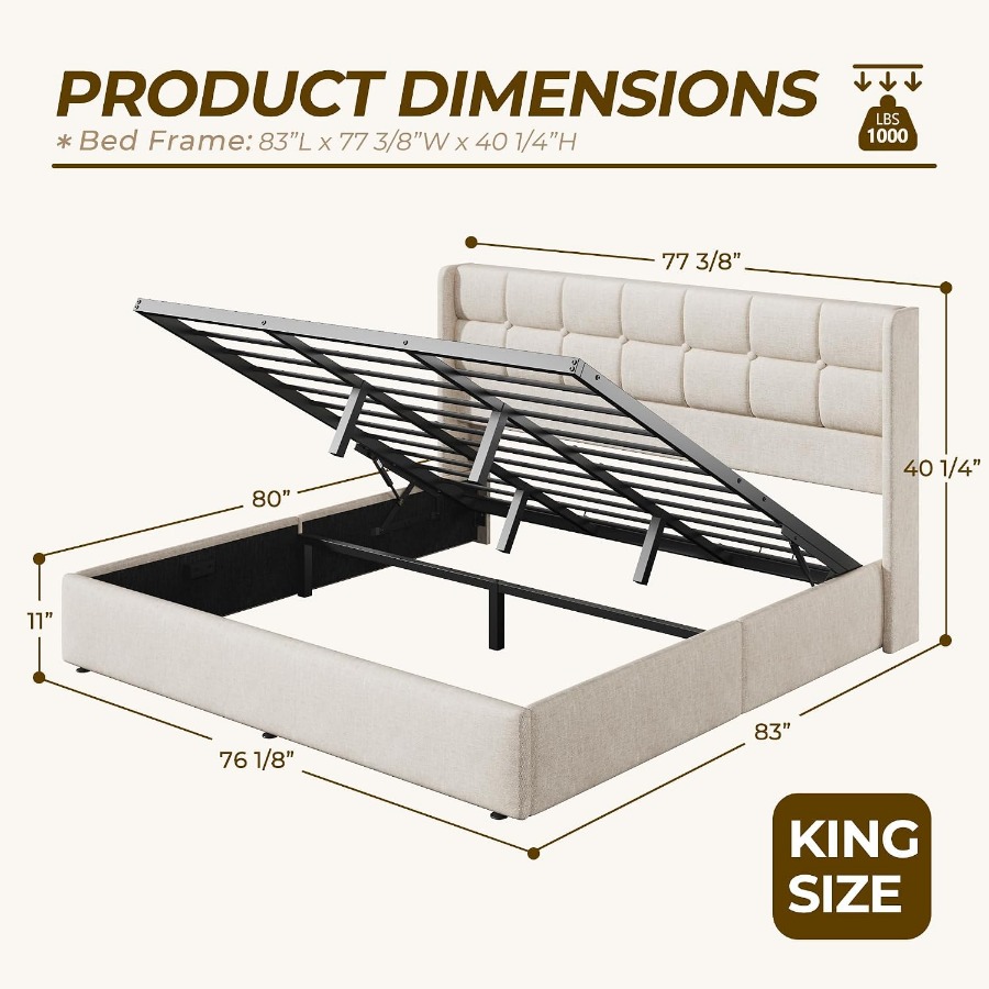 Size Lift Up Storage Bed Frame - Gas Lift Storage Bed Hydraulic recension och pris