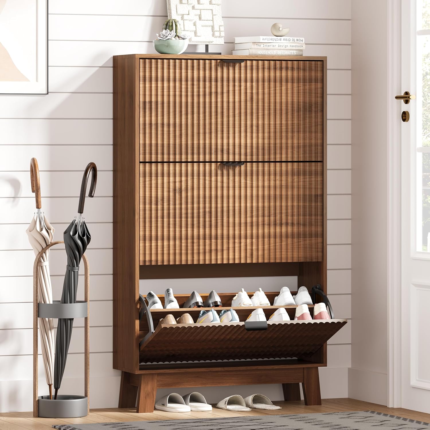 Entryway Shoe Cabinet Storage  - Shoe Rack Cabinet Narrow Entryway recension och pris