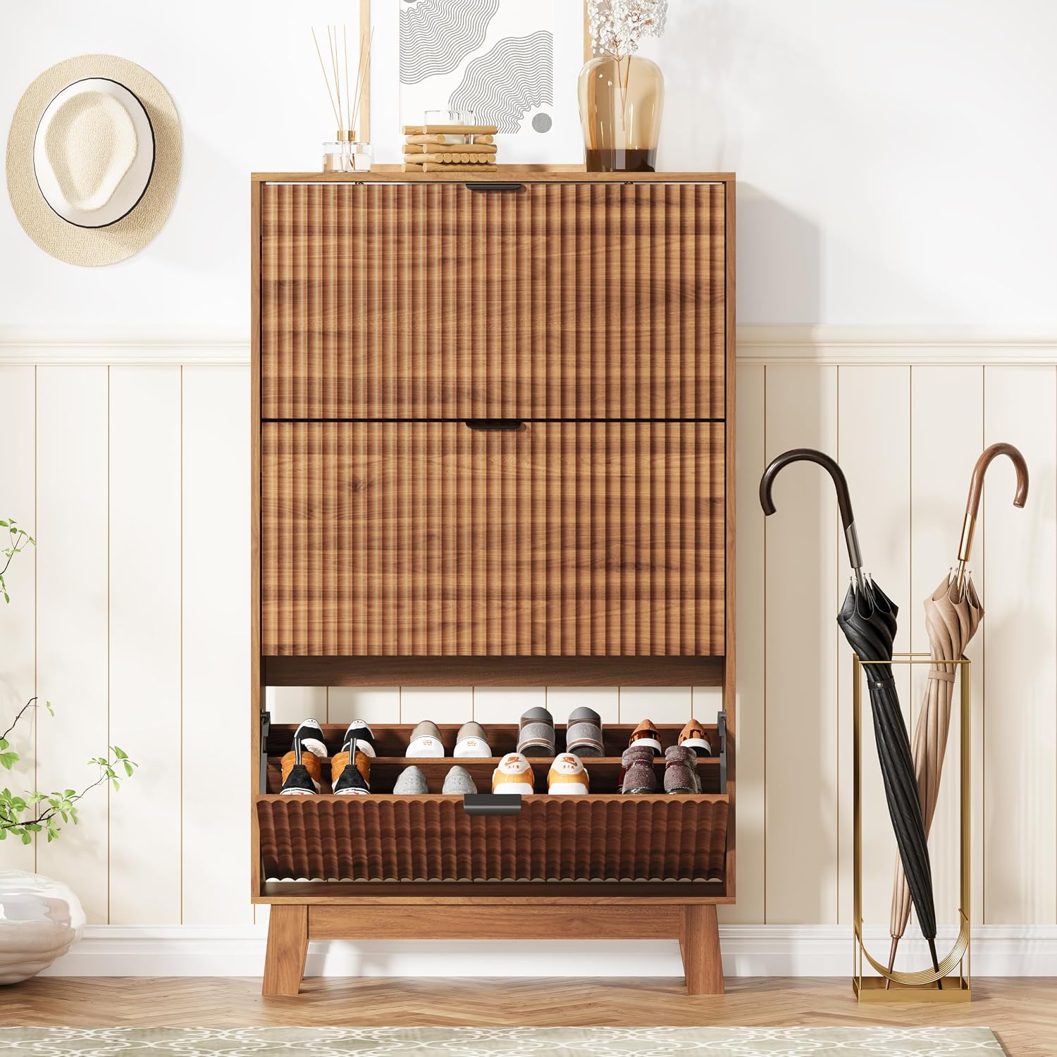 Entryway Shoe Cabinet Storage  - Shoe Rack Cabinet Narrow Entryway recension och pris
