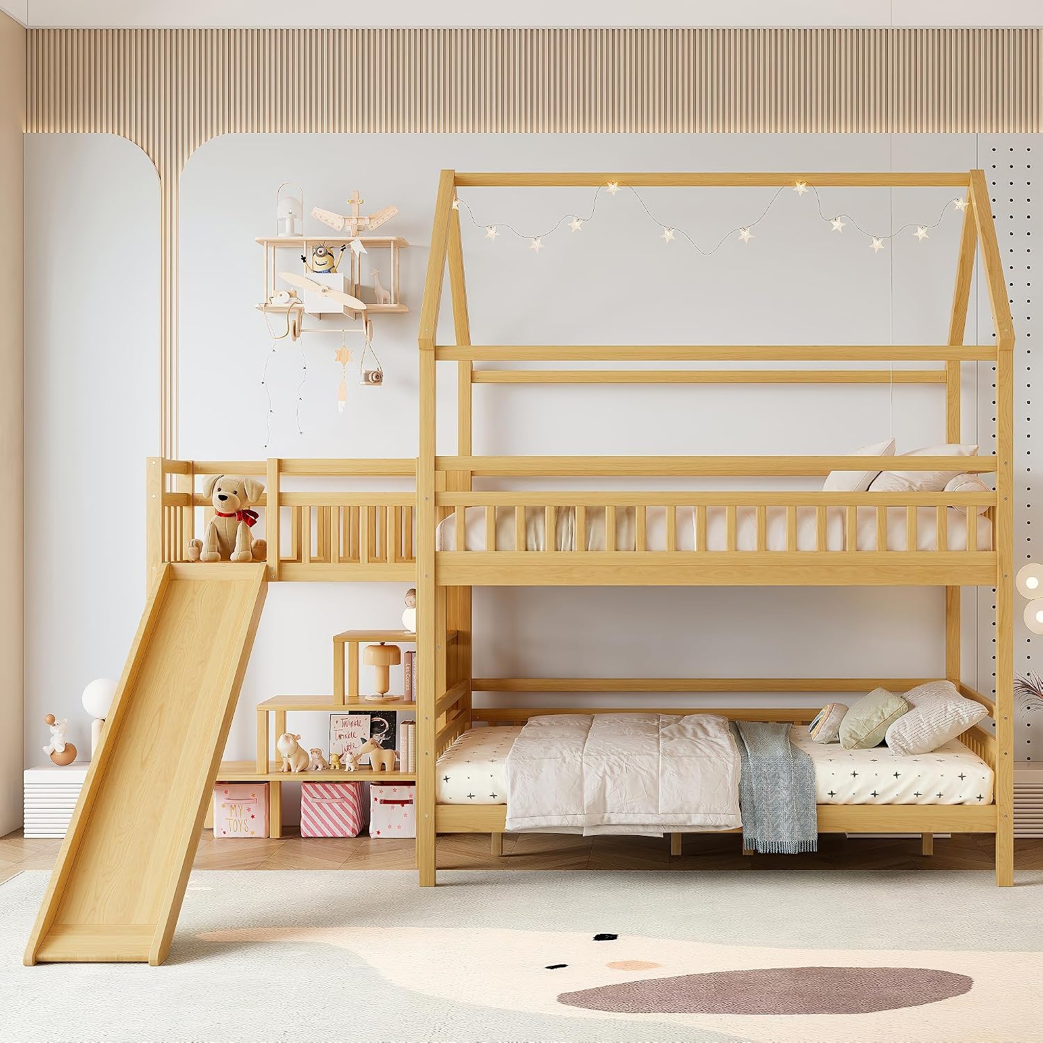 Full over Full Bunk Bed with P - Bunk Bed With Stairs And Slide recension och pris
