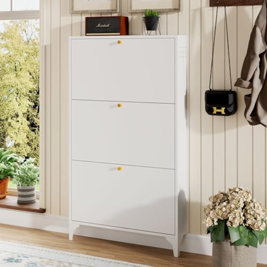 Freestanding Shoe Cabinet with - Shoe Rack Cabinet Narrow Entryway recension och pris